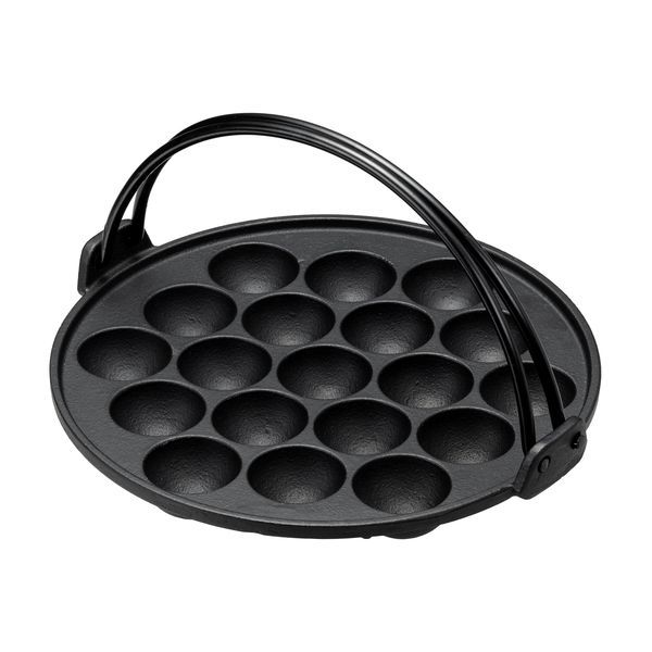 【T】デリッシュ・ライフ 鉄鋳物たこ焼き器１９穴・ツル付 ※ガス火専用