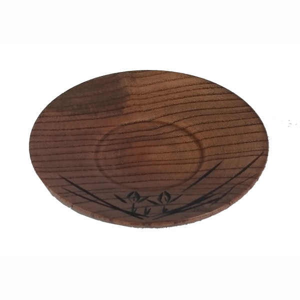 【数量限定】木製茶托 蘭彫 スリ 4．0寸