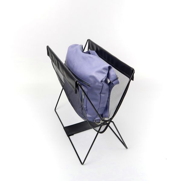 【T】レザー調ハンモック型メッシュバスケット布　ブラック