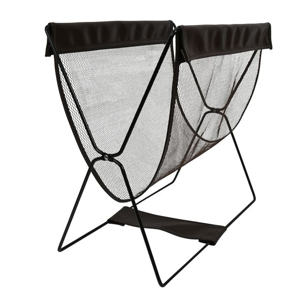 レザー調ハンモック型メッシュバスケット　ブラウン