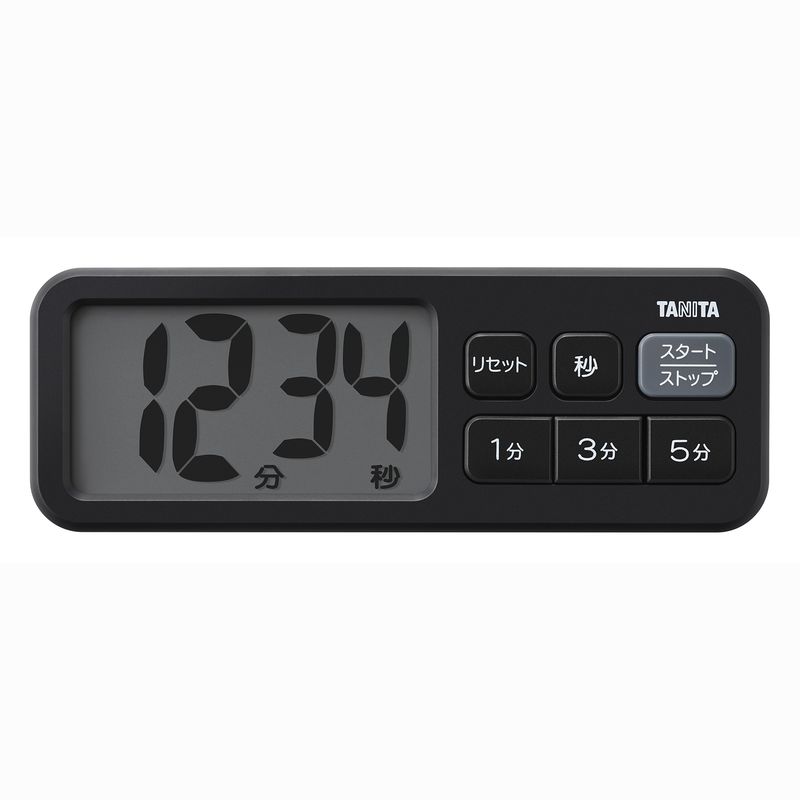 デジタルタイマー 抗菌でか見えプラスタイマー マッドブラック