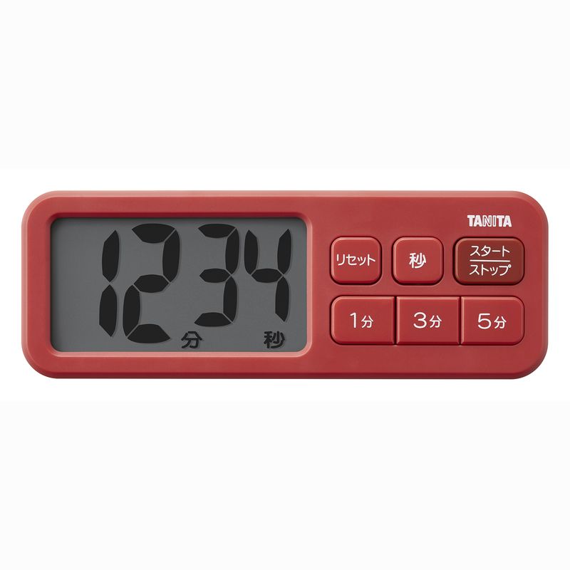 デジタルタイマー 抗菌でか見えプラスタイマー マッドレッド
