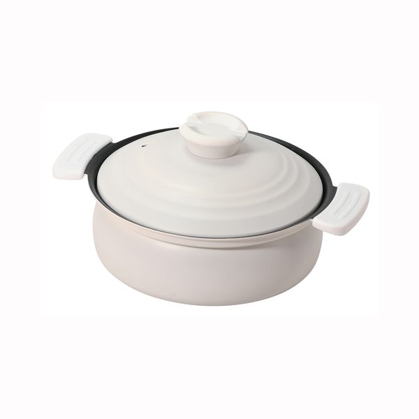 軽量ふっ素加工IH対応土鍋風卓上鍋18cm　ホワイト