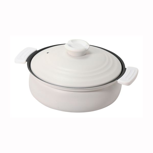 軽量ふっ素加工IH対応土鍋風卓上鍋20cm　ホワイト