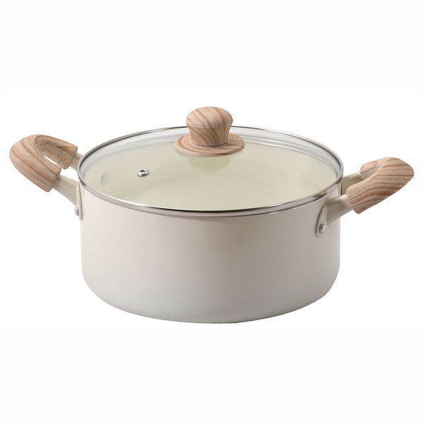 セラミール IH対応ガラス蓋付深型両手鍋22cm