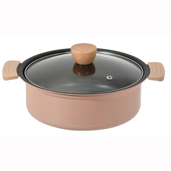 多用途 ふっ素加工IH対応ガラス蓋付卓上鍋24cm(ザル付)