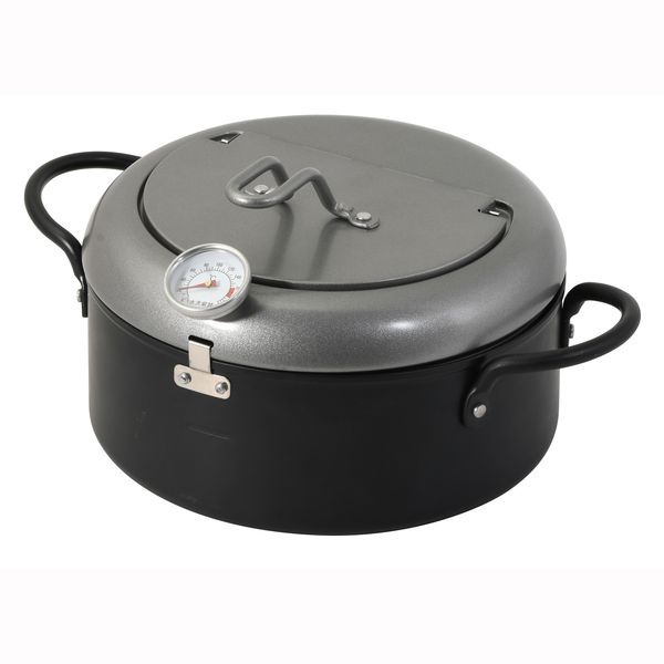 バーニスタ 鉄製温度計付天ぷら鍋20cm(油切りできる蓋付)