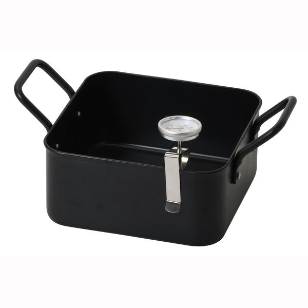 バーニスタ 鉄製温度計付正方型天ぷら鍋16×16cm