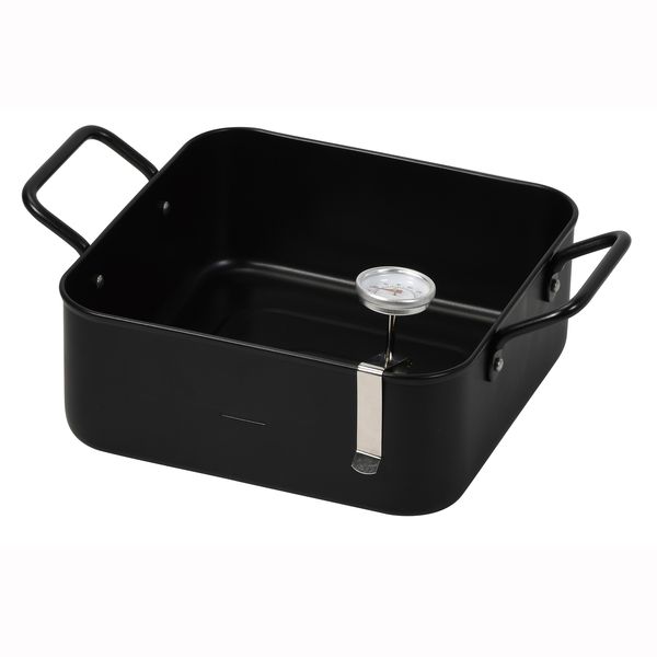 バーニスタ 鉄製温度計付正方型天ぷら鍋20×20cm(アミ付)