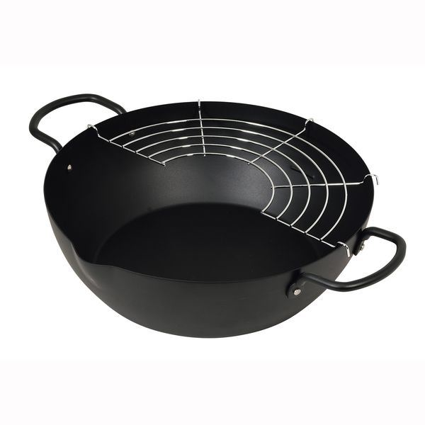 バーニスタ 鉄製両手天ぷら鍋28cm(アミ付)