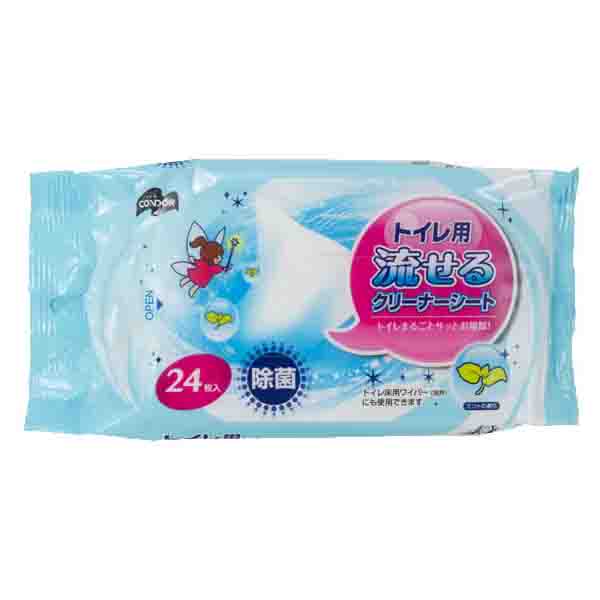 【T】コンドル トイレ用流せるクリーナーシート 24枚入り