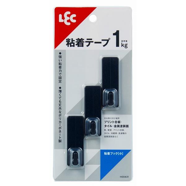 【T】粘着フック（小）3個入 BK